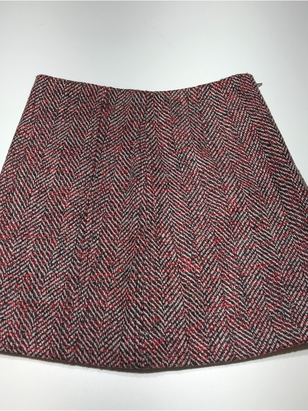 LOFT Red and Black Herringbone Mini Skirt